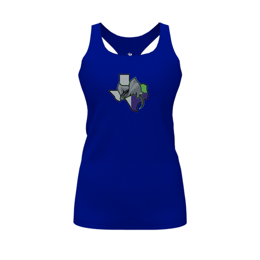 [CUS-DFW-RCBK-PER-RYL-FYS-LOGO2] Racerback Tank Top (Female Youth S, Royal, Logo 2)