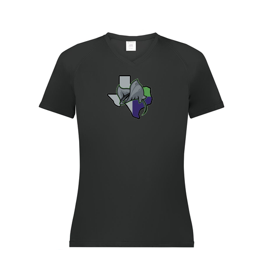 [2792.080.XS-LOGO2] Ladies Smooth Sport V-Neck T-Shirt (Female Adult XS, Black, Logo 2)