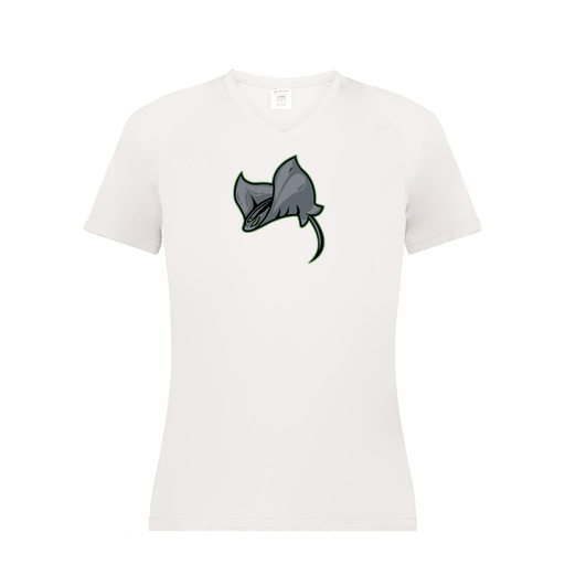 [2792.005.XS-LOGO1] Ladies Smooth Sport V-Neck T-Shirt (Female Adult XS, White, Logo 1)