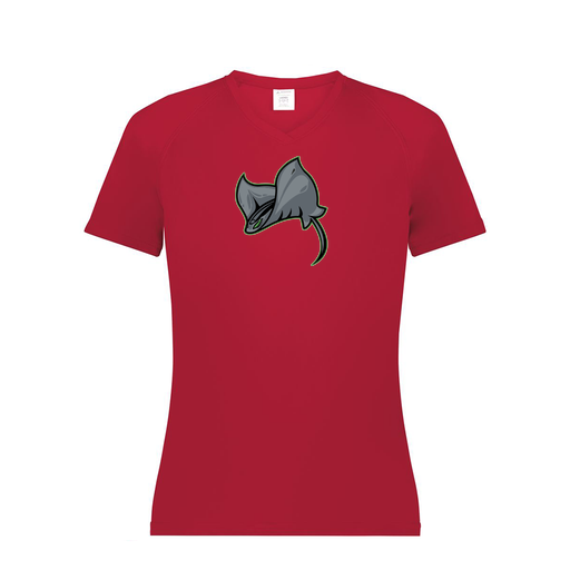 [2792.083.XS-LOGO1] Ladies Smooth Sport V-Neck T-Shirt (Female Adult XS, Red, Logo 1)