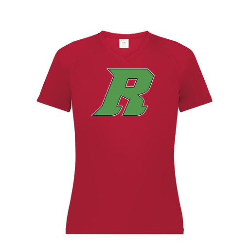 [2792.083.XS-LOGO3] Ladies Smooth Sport V-Neck T-Shirt (Female Adult XS, Red, Logo 3)