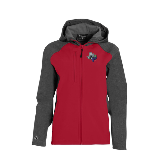 [229357.H01.XS-LOGO2] Soft Shell Full Zip Jacket - Womens (Female Adult XS, Red, Logo 2)