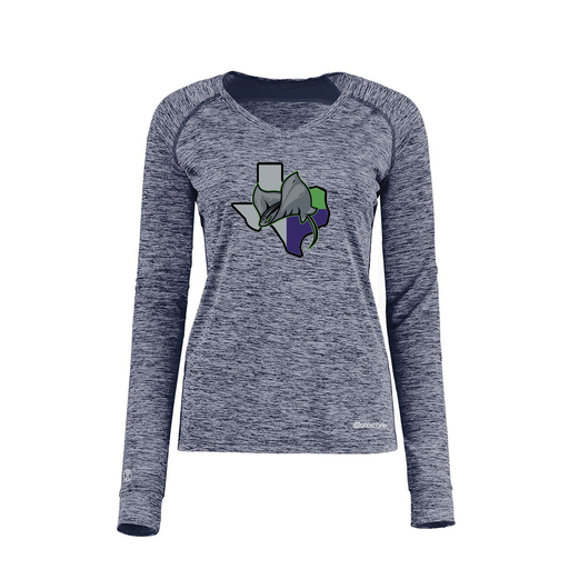 [222770.U22.XS-LOGO2] Ladies Electric Long Sleeve Shirt (Female Adult XS, Navy, Logo 2)