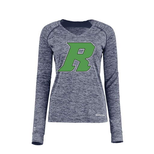 [222770.U22.XS-LOGO3] Ladies Electric Long Sleeve Shirt (Female Adult XS, Navy, Logo 3)