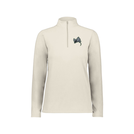 [6864.53T.XS-LOGO1] Ladies MicroFleece 1/4 Zip Pullover (Female Adult XS, White, Logo 1)