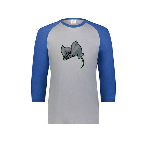 [6879.28V.S-LOGO1] Men's Vintage 3/4 Sleeve T-Shirt (Adult S, Royal, Logo 1)