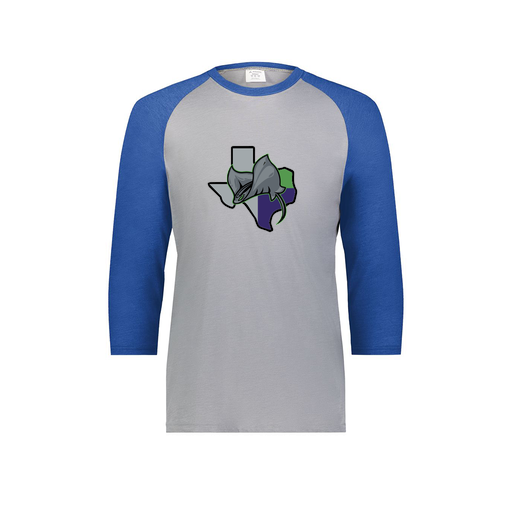 [6879.28V.S-LOGO2] Men's Vintage 3/4 Sleeve T-Shirt (Adult S, Royal, Logo 2)