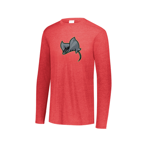 [FTLCUBRD-AXS-LOGO1] Decker Men's Tri-Blend T-Shirt - Long Sleeve (Adult XS, Red, Logo 1)