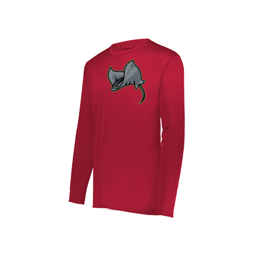 [222823.083.S-LOGO1] Youth LS Smooth Sport Shirt (Youth S, Red, Logo 1)