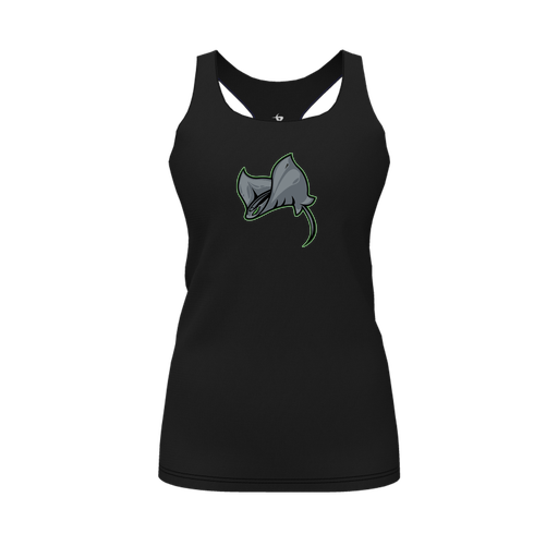 [CUS-DFW-RCBK-PER-BLK-FYS-LOGO1] Racerback Tank Top (Female Youth S, Black, Logo 1)