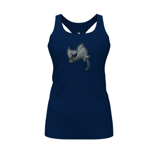 [CUS-DFW-RCBK-PER-NVY-FYS-LOGO1] Racerback Tank Top (Female Youth S, Navy, Logo 1)