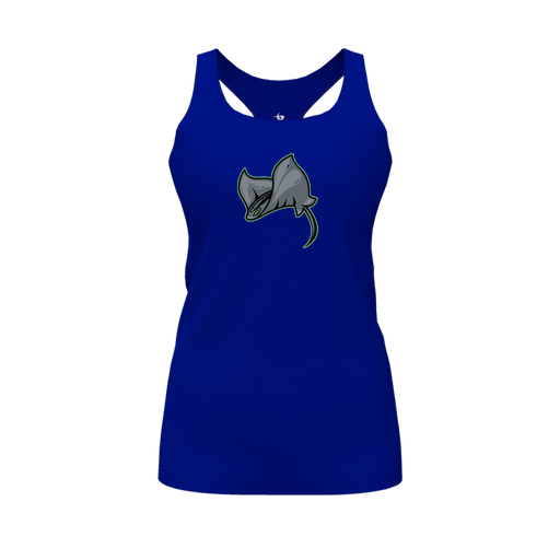 [CUS-DFW-RCBK-PER-RYL-FYS-LOGO1] Racerback Tank Top (Female Youth S, Royal, Logo 1)