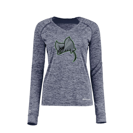 [222770.U22.XS-LOGO1] Ladies Electric Long Sleeve Shirt (Female Adult XS, Navy, Logo 1)