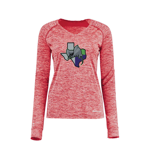 [222770.T20.XS-LOGO2] Ladies Electric Long Sleeve Shirt (Female Adult XS, Red, Logo 2)