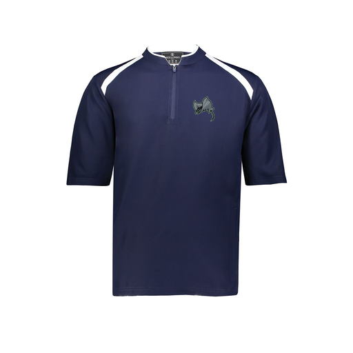 [229581-AS-NVY-LOGO1] Men's Dugout Short Sleeve Pullover (Adult S, Navy, Logo 1)